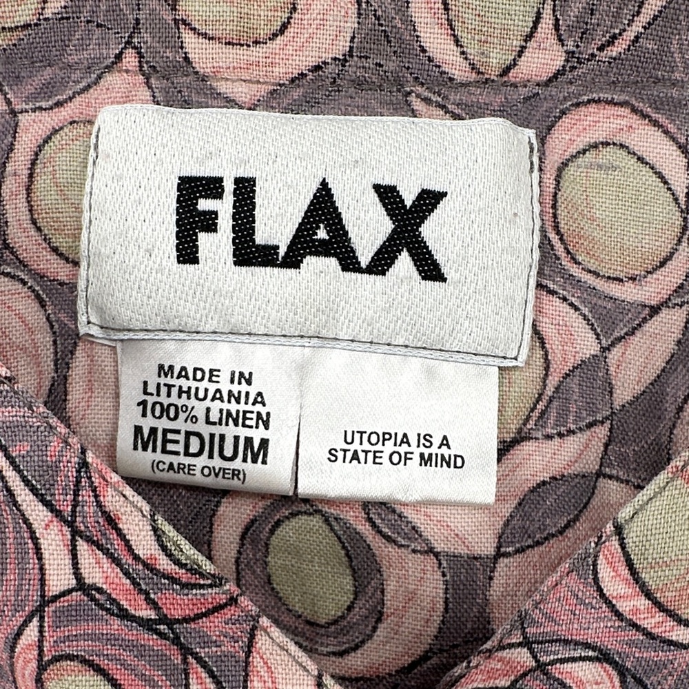 Flax Linen Multicolor Circular Pattern Blouse/Jac… - image 2